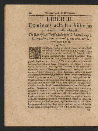 Liber II. Continens acta seu historias primi anni ministerii Christi