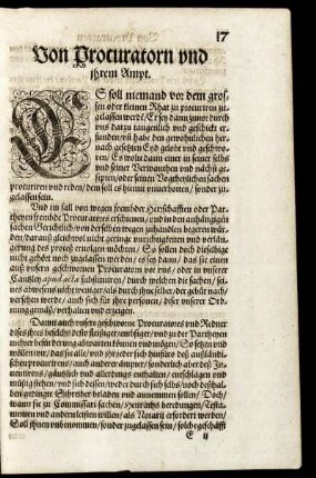 Von Procuratorn und ihrem Ampt.
