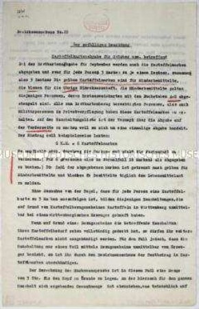 Maschinenschriftliches Rundschreiben zur Organisation der Kartoffelausgabe