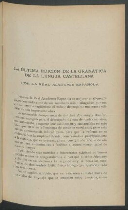 La última edición de la "Gramática de la Lengua Castellana" por la Real Academia Española