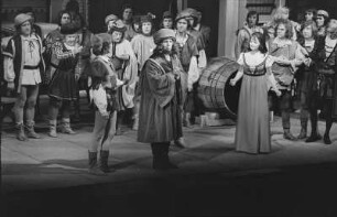 Szenenbilder aus "Boccaccio", Operette in drei Akten von Franz von Suppé mit Libretto von Camillo Walzel und Richard Genée. Komische Oper Berlin, 13.04.1973