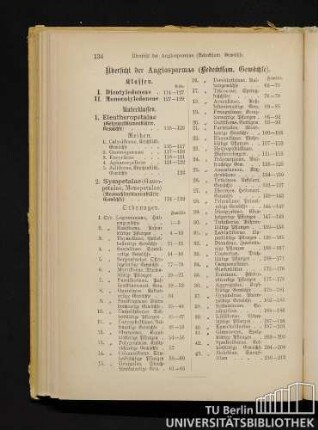 Übersicht der Angiospermae (Bedecktsam. Gewächse).
