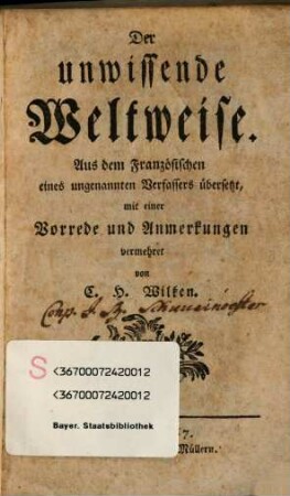 Der unwissende Weltweise