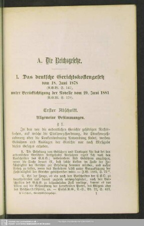 A. Die Reichsgesetze