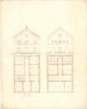 Speeth, Ferdinand; Rathaus - Grundriss EG, Grundriss 1. OG, Ansichten