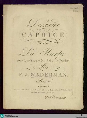 Deuxième Caprice pour la harpe : sur deux thèmes du roi et le fermier