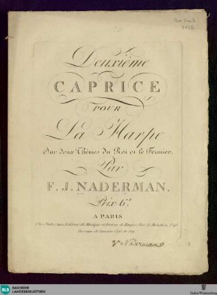 Deuxième Caprice pour la harpe : sur deux thèmes du roi et le fermier