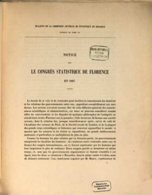 Notice sur le congrès statistique de Florence en 1867