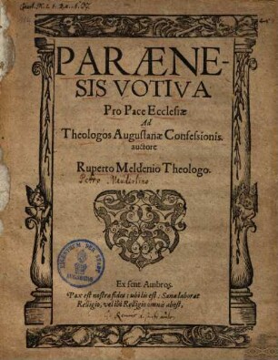 Paraenesis votiva pro pace ecclesiae ad theologos Augustanae Confessionis