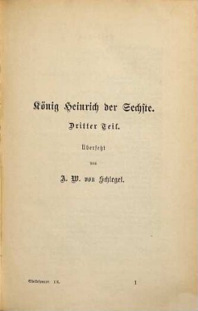 Shakespeares dramatische Werke : Übersetzt von Aug. Wilh. von Schlegel und Ludwig Tieck. Herausgegeben von Alois Brandl, 3