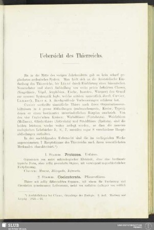 Uebersicht des Thierreichs