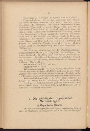 a) Organische Säuren.