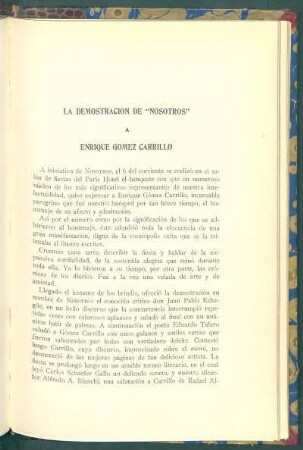 La demostración de "Nosotros" a Enrique Gómez Carrillo