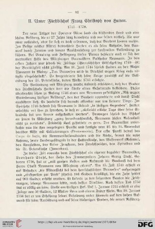 II. Unter Fürstbischof Franz Christoph von Hutten 1743-1770