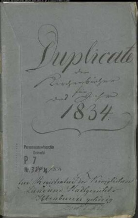 Kirchenbuchduplikate der Stadt- und Landgemeinde Ibbenbüren und den Gemeinden Brochterbeck, Halverde, Hopsten, Ibbenbüren, Mettingen, Recke und Schale, Kreis Tecklenburg (GHT 1834). (Gemeinde: Ibbenbüren)