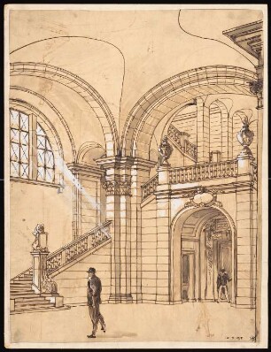 Großherzogliches Museum, Darmstadt Ausführungsprojekt ab 1896: Eingangshalle: perspektivische Innenansicht