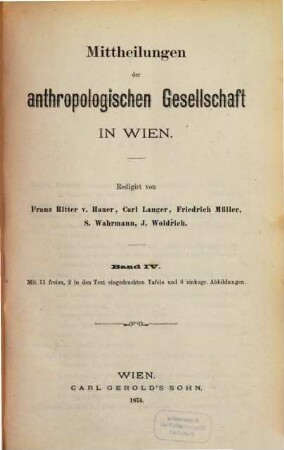Mitteilungen der Anthropologischen Gesellschaft in Wien : MAG. 4. 1874