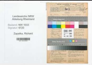 Entnazifizierung Richard Zapatka , geb. 08.10.1911 (Polizeibeamter)