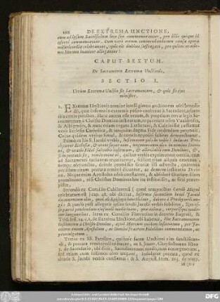 Sectio I. Utrùm Extrema a Unctio sit Sacramentum, & quis sit eius minister.
