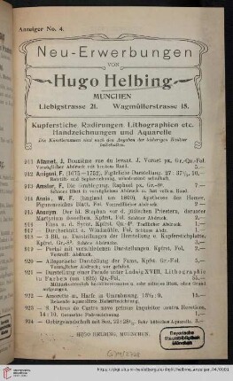 Kupferstiche, Radirungen, Lithographien etc., Handzeichnungen und Aquarelle (Nr. 911 - 1287)