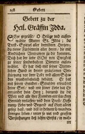 Gebett zu der Heil. Gräffin Idda. - Gebett/ umb Erleuchtung deß Gemüths.
