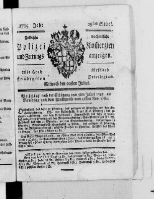 29tes Stück., Ausgabe vom 20. Juli 1785
