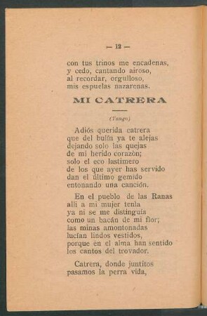 Mi catrera : (Tango)