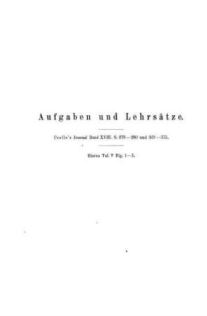 Aufgaben und Lehrsätze.