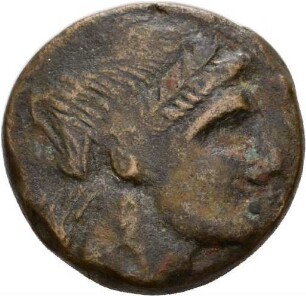 Bronzemünze aus Salapia (Apulien) mit Darstellung des Apollon