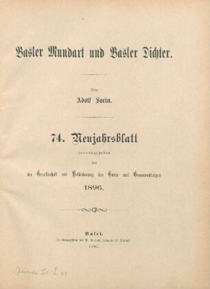 Basler Mundart und Basler Dichter