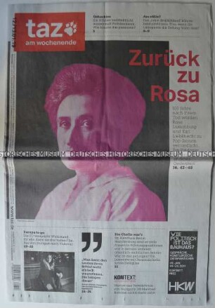 Wochenzeitung "taz. am wochenende" mit Titel zum 100. Todestag von Rosa Luxemburg