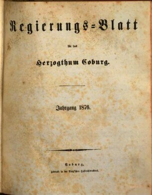 Regierungs-Blatt für das Herzogtum Coburg. 1876, 1876
