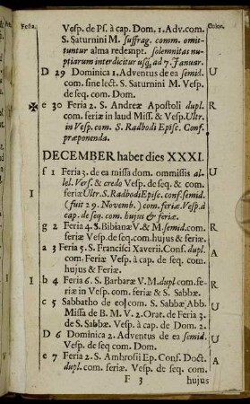 December habet dies XXXI.