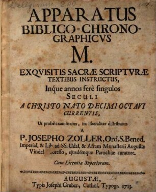 Apparatus Biblico-Chronographicvs M. : Exqvisitis Sacrae Scriptvrae Textibus Instructus