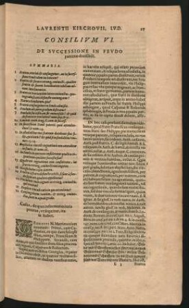 Consilium VI. De Successione In Feudo paterno divisibili.