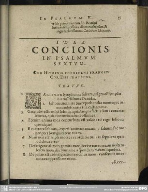 Idea Concionis In Psalmum Sextum