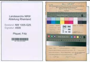 Entnazifizierung Fritz Pliquet , geb. 28.04.1897 (Geschaeftsfuehrer)
