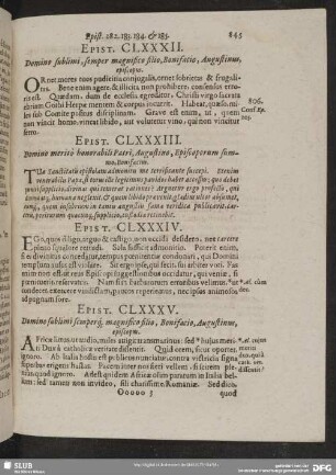 Epist. CLXXXII. Domino sublimi, semper magnifco filio, Bonifacio, Augustinus episcopus