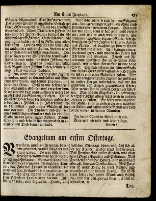 Evangelium am ersten Ostertage ... Text, Marc. 16, 1-9.