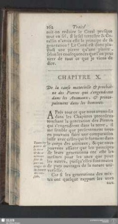 Chapitre X. De la cause materielle & prochaine des Pierres, qui s'engendrent dans les Animaux, & principalement dans les hommes