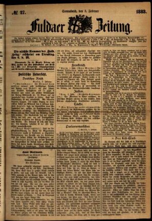 Ausgabe vom Samstag, den 03. Februar 1883.