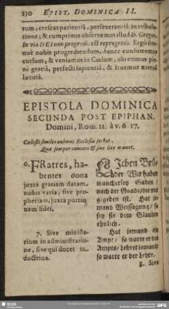 Epistola Dominica Secunda Post Epiphan. Domini, Rom. 12. à v. 6. 17.