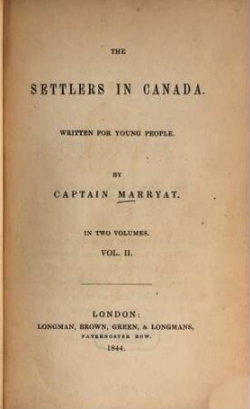 The settlers in Canada : written for young people. 2