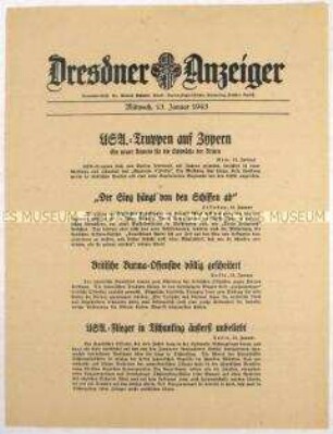 Nachrichtenblatt "Dresdner Anzeiger" u.a. zur Landung von US-Truppen auf Zypern