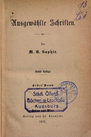 Ausgewählte Schriften : Classiker-Ausgabe in 10 Bänden, 1. Romane und Novellen. Humorist. Vorlesungen. Salaterien, oder: Humorist. Essig und Oel