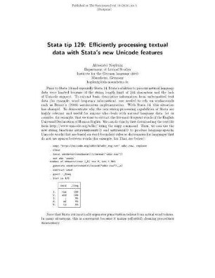 Stata tip 129: efficiently processing textual data with Stata’s new Unicode features