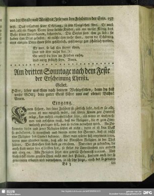 Am dritten Sonntage nach dem Feste der Erscheinung Christi