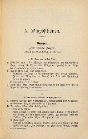 Dispositionen zu deutschen Aufsätzen : nach Gedichten aus dt. Lesebüchern für d. mittleren Klassen höherer Schulen u. d. oberen Klassen d. Mittel- u. Bürgerschulen