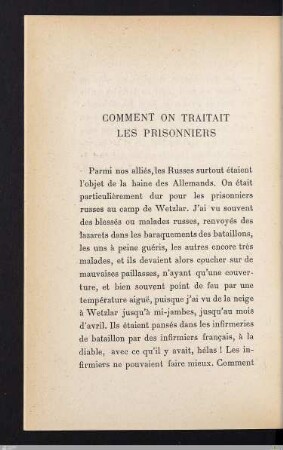Comment on traitait les prisonniers