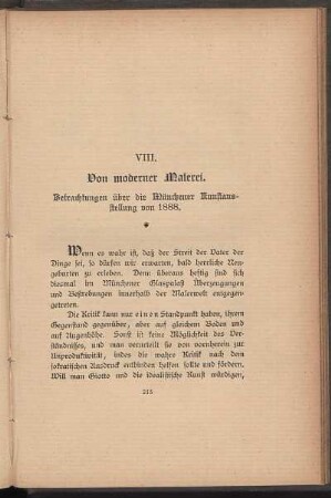 VIII. Von moderner Malerei.